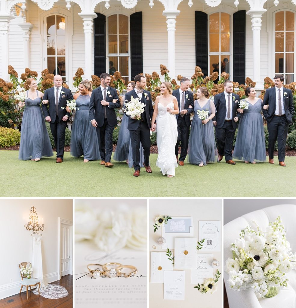 dusty blue fall wedding day at The Merrimon-Wynne house | Raleigh NC Wedding Photographer