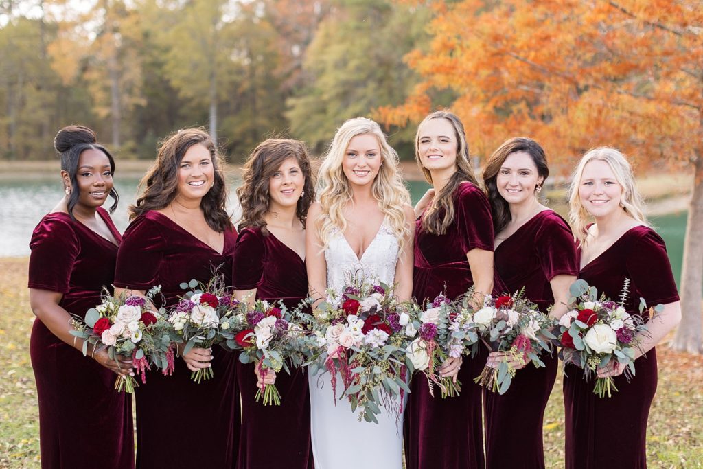 bridal party  | Fall wedding at Walnut Hill in Raleigh NC | Raleigh NC wedding photographer 