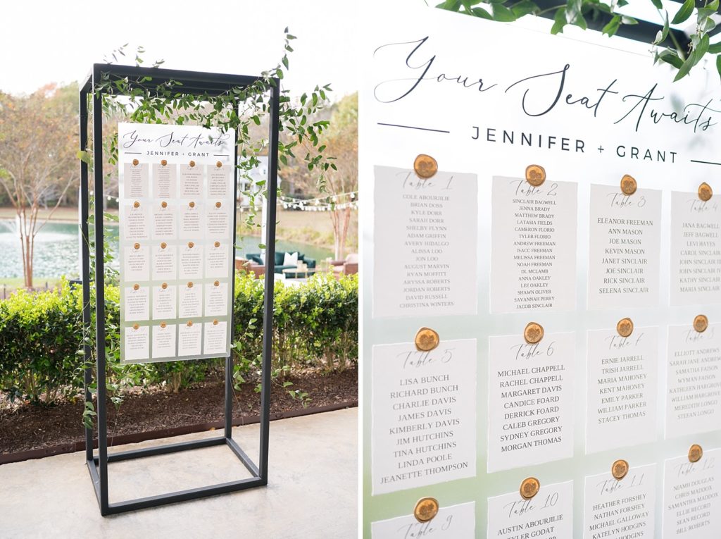 hanging seating chart | Fall wedding at Walnut Hill in Raleigh NC | Raleigh NC wedding photographer 