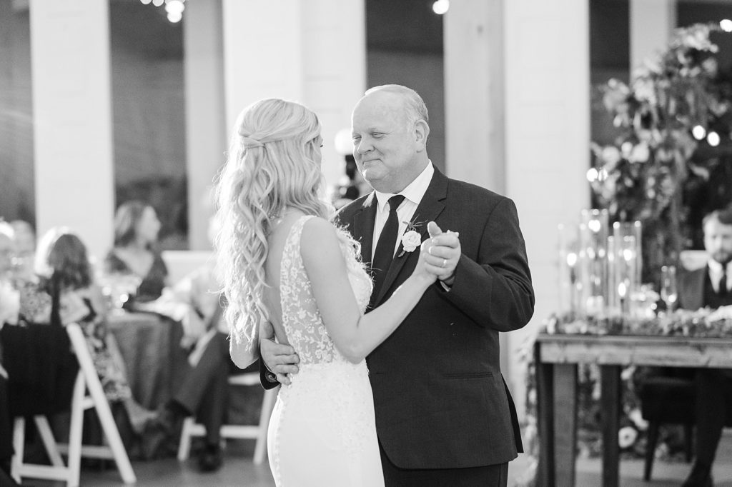 bride and her father sharing a dance | Fall wedding at Walnut Hill in Raleigh NC | Raleigh NC wedding photographer 