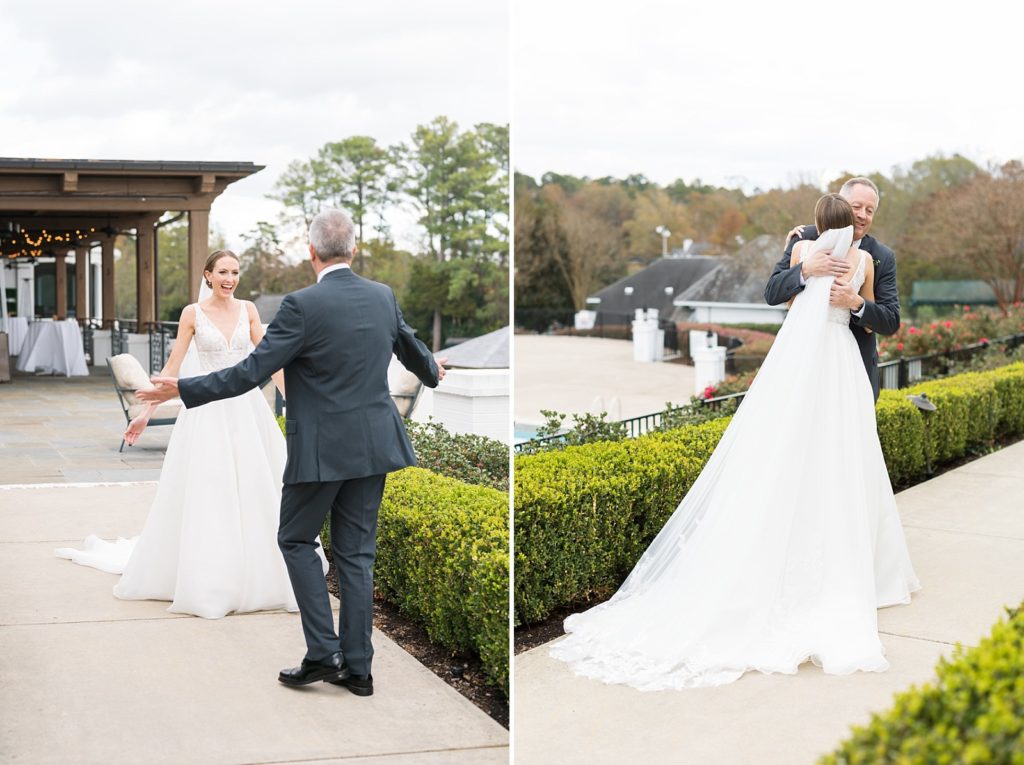 father daughter first look | wedding at Hope Valley Country Club | Durham Wedding | Raleigh NC wedding photographer 