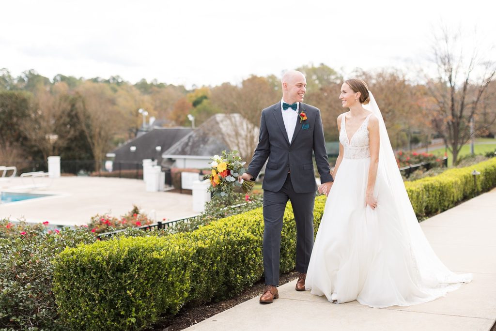 fall bride and groom | Fall wedding at Hope Valley Country Club | Durham Wedding | Raleigh NC wedding photographer 