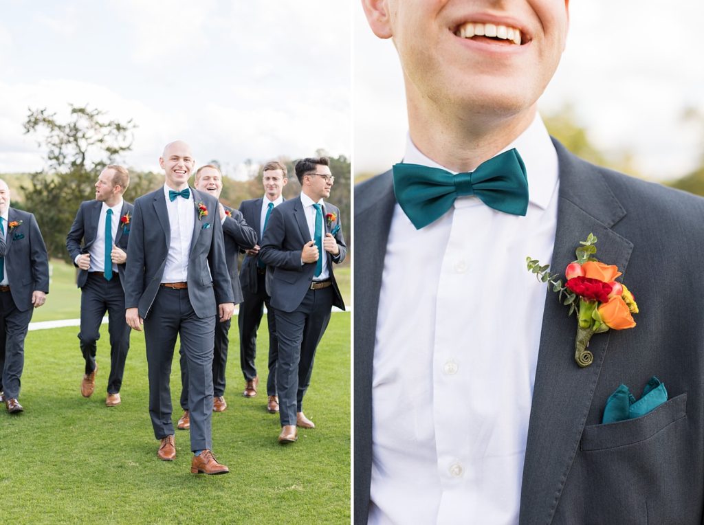 groom smiling and groom attire details | Fall wedding at Hope Valley Country Club | Durham Wedding | Raleigh NC wedding photographer 