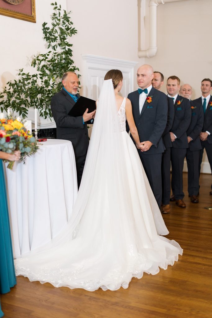 Bride and groom during ceremony  | Durham Wedding | Raleigh NC wedding photographer 