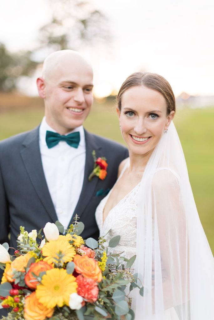 bride and groom  | Fall wedding at Hope Valley Country Club | Durham Wedding | Raleigh NC wedding photographer 