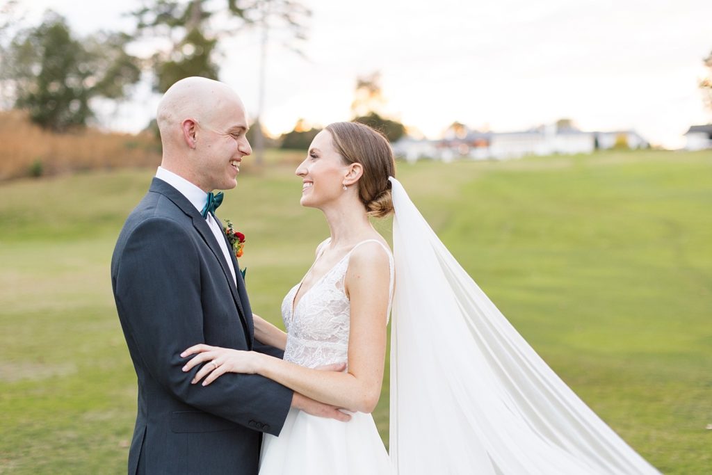 bride and groom  | Fall wedding at Hope Valley Country Club | Durham NC wedding photographer 