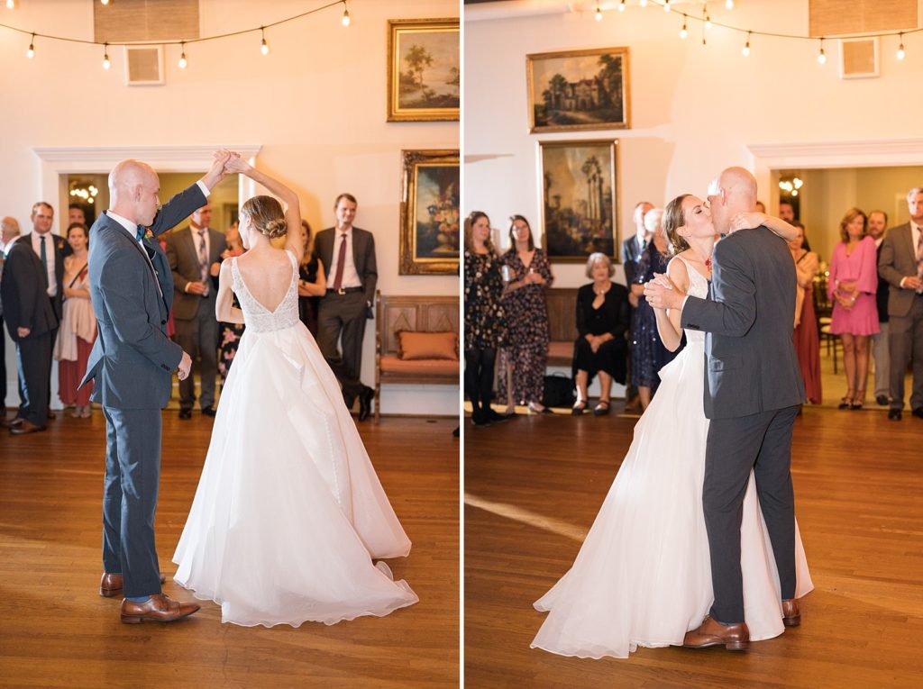 bride and groom sharing their first dance  | Fall wedding at Hope Valley Country Club | Durham Wedding | Raleigh NC wedding photographer 