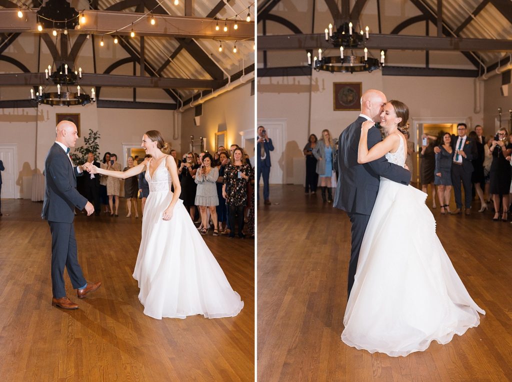 bride and groom during their first dance  | Raleigh NC wedding photographer 