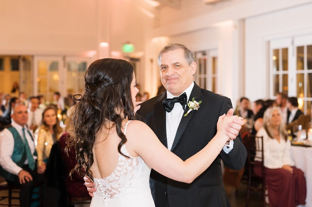 Father of the bride during their dance  | Classic Black and white wedding at Merrimon-Wynne | Raleigh NC Wedding Photographer 