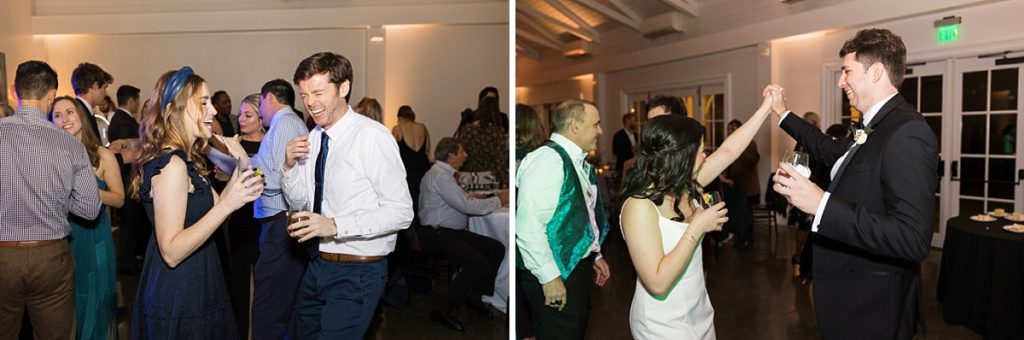 Guests dancing during wedding  | Classic Black and white wedding at Merrimon-Wynne | Raleigh NC Wedding Photographer 