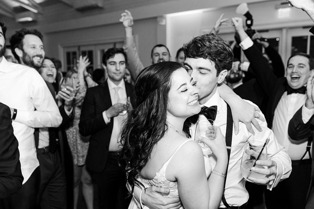 bride and groom on the dance floor  | Classic Black and white wedding at Merrimon-Wynne | Raleigh NC Wedding Photographer 