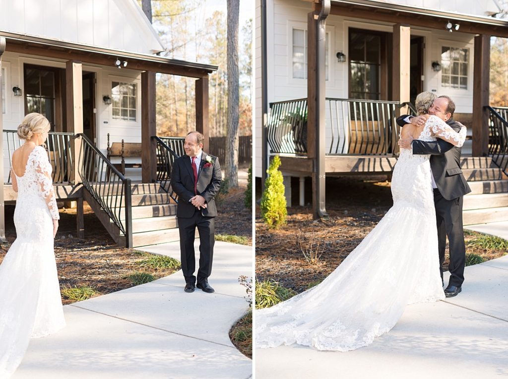 First look with the brides uncle  | Christmas Wedding at Pinehill Pavilion | Raleigh NC Wedding Photographer 