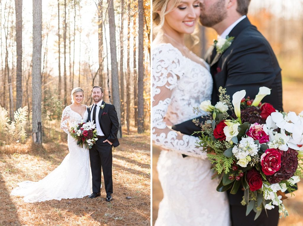Christmas wedding inspiration and bridal bouquet details  | Christmas Wedding at Pinehill Pavilion | Raleigh NC Wedding Photographer 