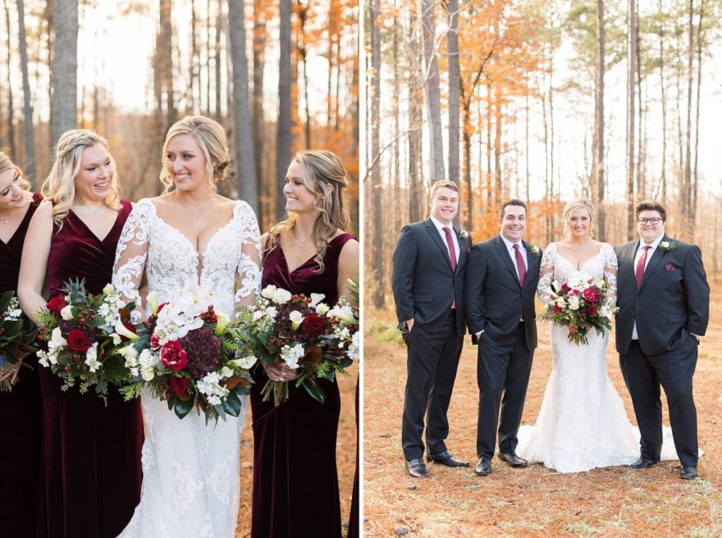 Res and green wedding inspiration | Christmas Wedding at Pinehill Pavilion | Raleigh NC Wedding Photographer 