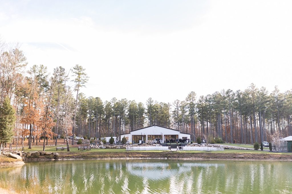 Raleigh wedding venue overlooking a lake | Christmas Wedding at Pinehill Pavilion | Raleigh NC Wedding Photographer 