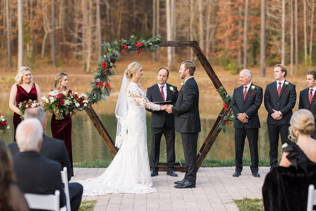 Christmas wedding alter inspiration | Christmas Wedding at Pinehill Pavilion | Raleigh NC Wedding Photographer 
