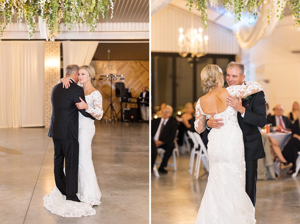 Father and bride sharing their dance | Christmas Wedding at Pinehill Pavilion | Raleigh NC Wedding Photographer 