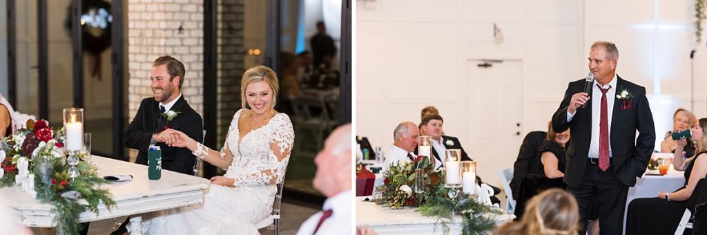 Father of the bride speeches | Christmas Wedding at Pinehill Pavilion | Raleigh NC Wedding Photographer 