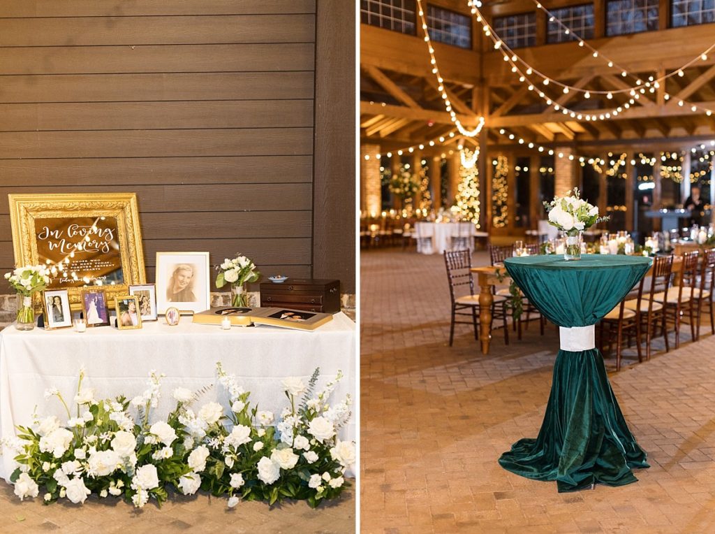In loving memory table | Emerald Christmas Wedding at The Sutherland Estate | Raleigh NC Wedding Photographer