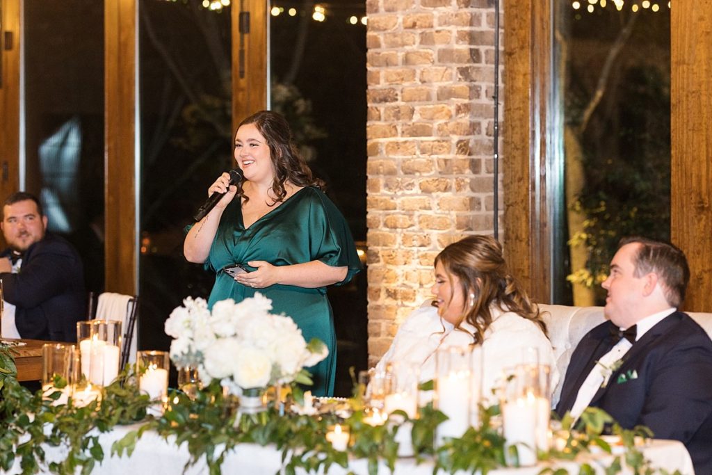 MOH speech | Emerald Christmas Wedding at The Sutherland Estate | Raleigh NC Wedding Photographer