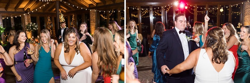 Bride and groom dancing | Emerald Christmas Wedding at The Sutherland Estate | Raleigh NC Wedding Photographer