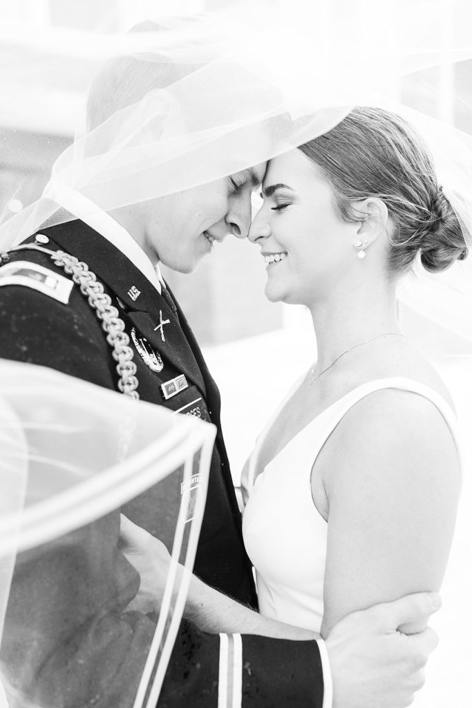 Black and white photo | Military groom | Raleigh NC wedding photographer 
