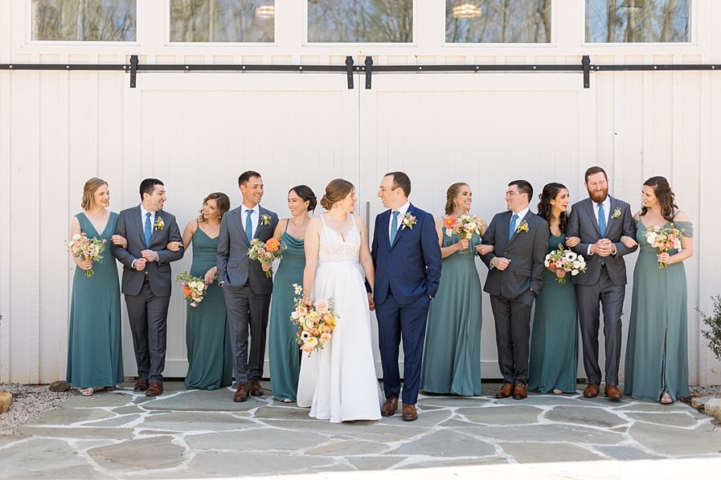Spring blue and green wedding party outfit inspiration Raleigh NC wedding photographer