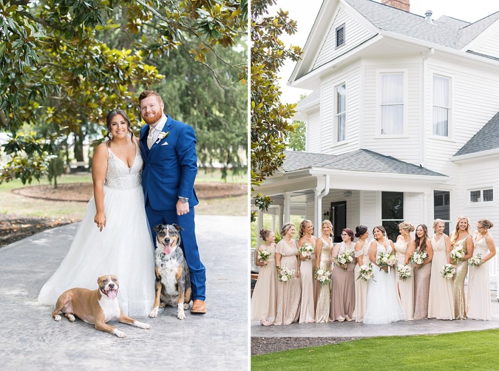 Dogs in weddings and neutral bridesmaids dress inspiration | Raleigh NC wedding photographer