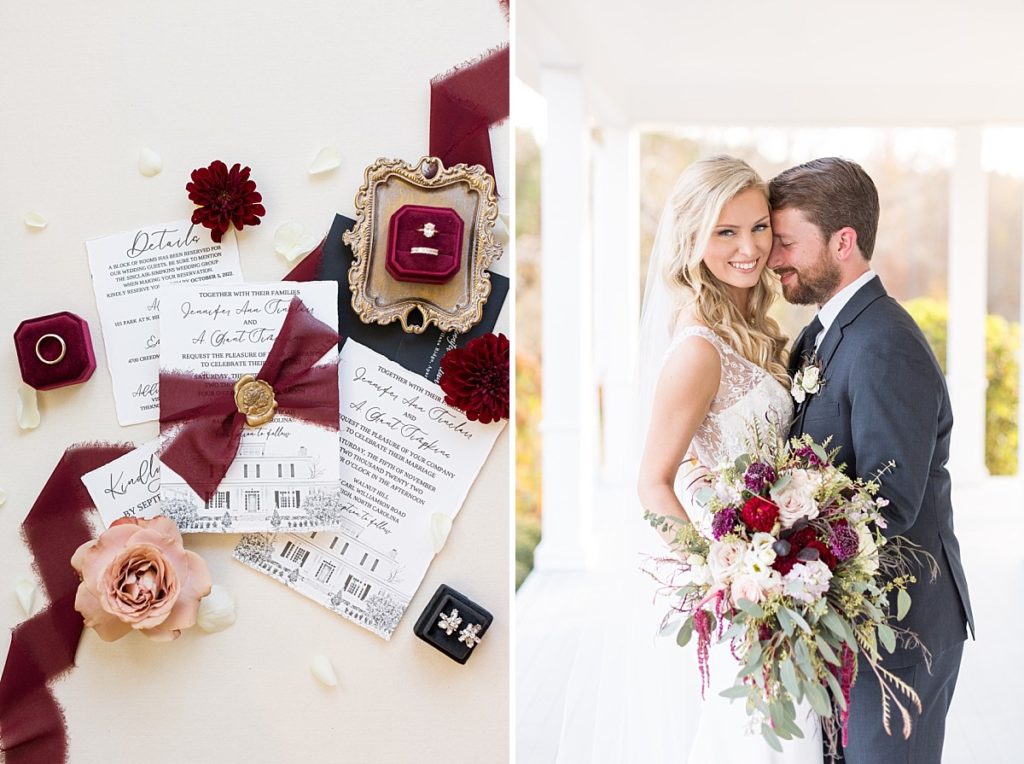 romantic burgundy wedding inspiration |  Raleigh wedding photographer