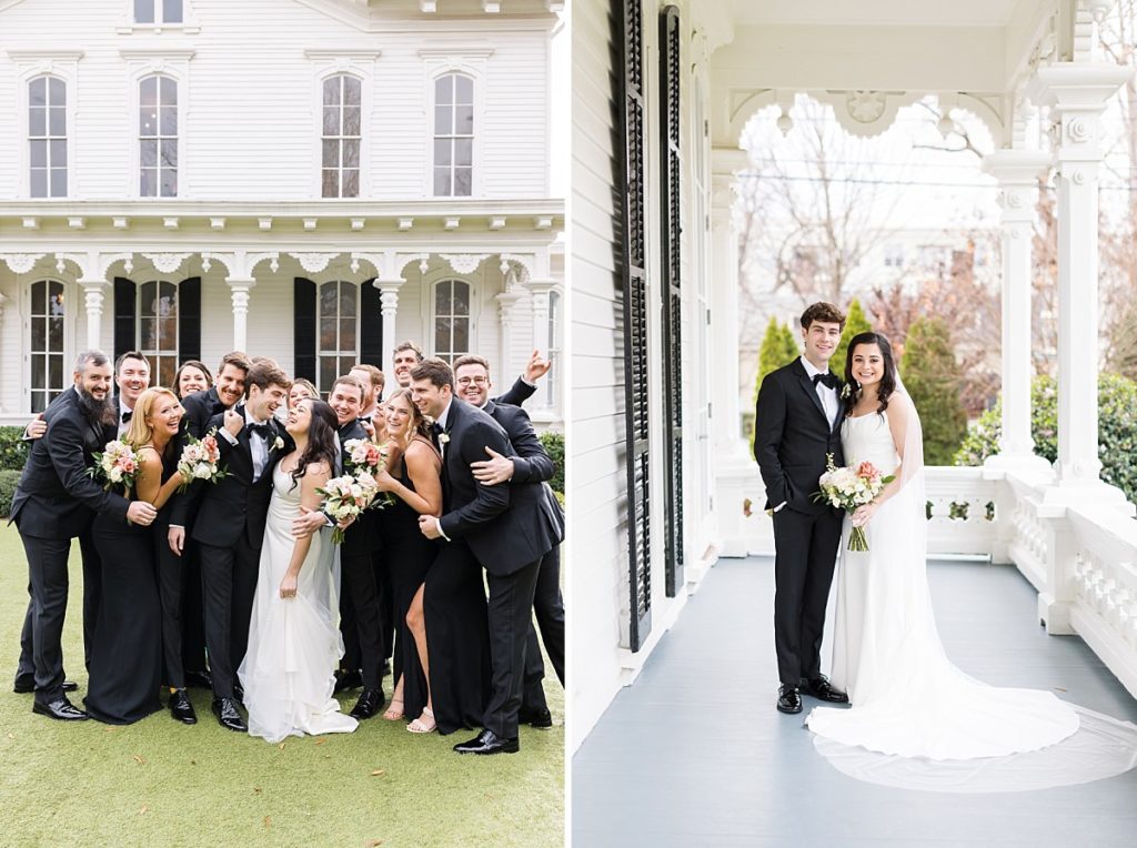 Classic black and white wedding at Merrimon-Wynne wedding venue |  Raleigh wedding photographer