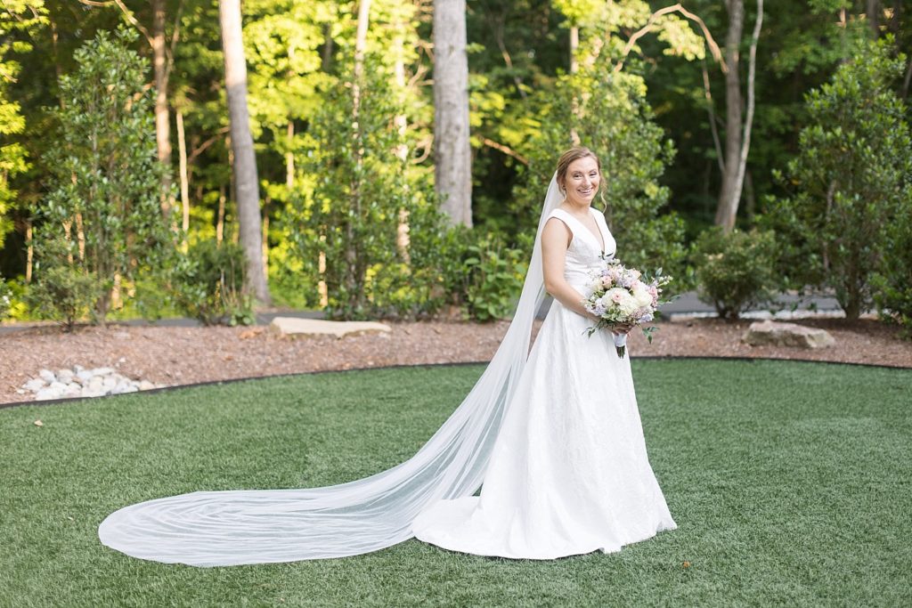 Bridal portraits on the venue lawn | Bridal Portraits at Carolina Grove | Raleigh NC Wedding Photographer 