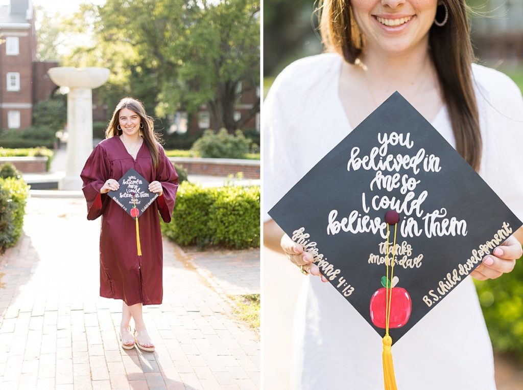 Graduation cap closeup | Meredith College Grad | Raleigh Senior Photographer
