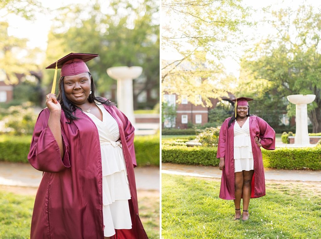Cap and gown graduation photos | Meredith College Grad | Raleigh Senior Photographer