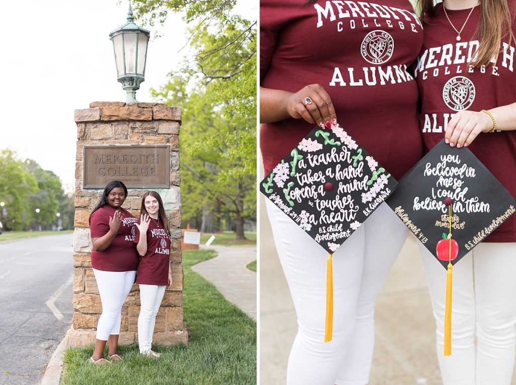 Graduates showing graduation rings | Meredith College Grad | Raleigh Senior Photographer