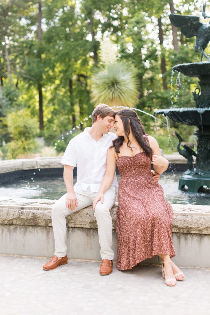 fountain engagement photos | Duke Gardens engagement photos | Raleigh NC wedding photographer 
