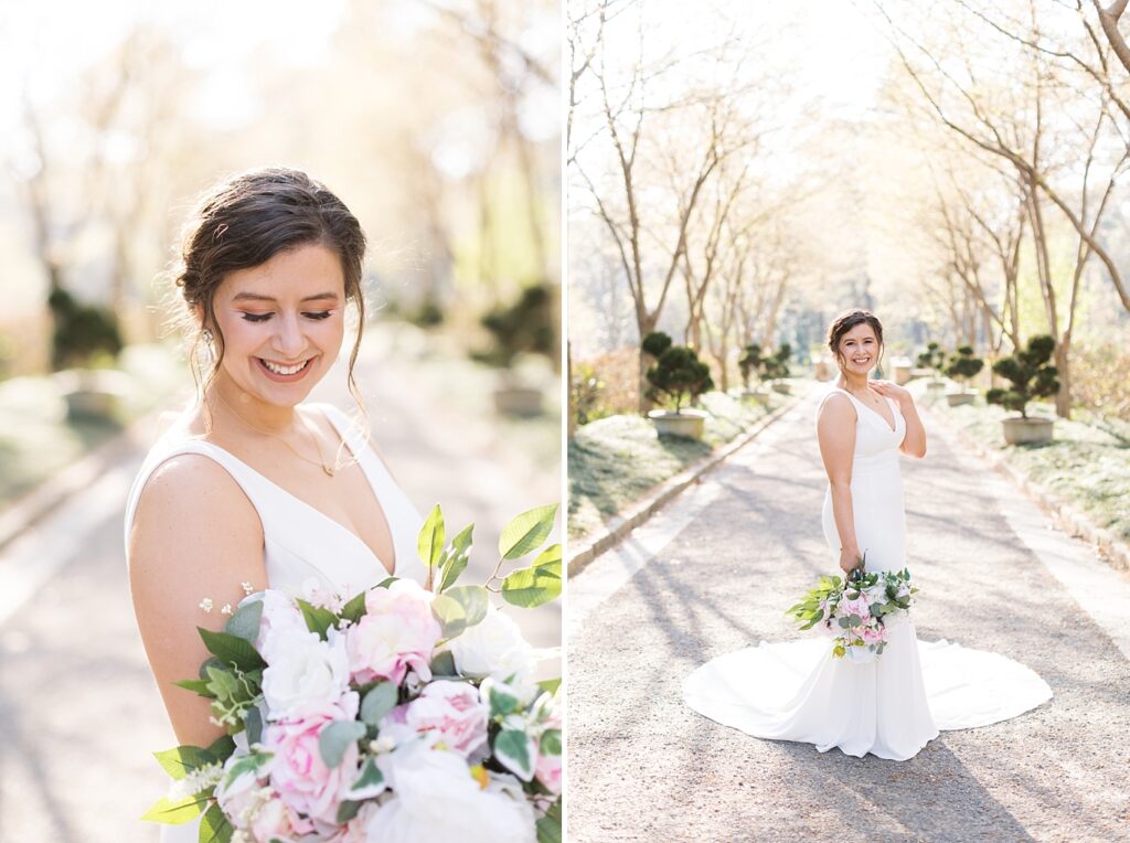 Bride posing inspiration | Bridal Portraits at Duke Gardens | Raleigh NC Wedding Photographer | Bridal Portrait Photographer