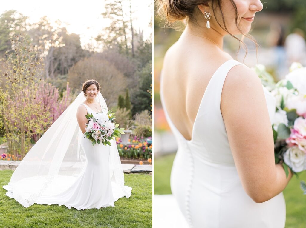 Wedding dress details | Bridal Portraits at Duke Gardens | Raleigh NC Wedding Photographer | Bridal Portrait Photographer