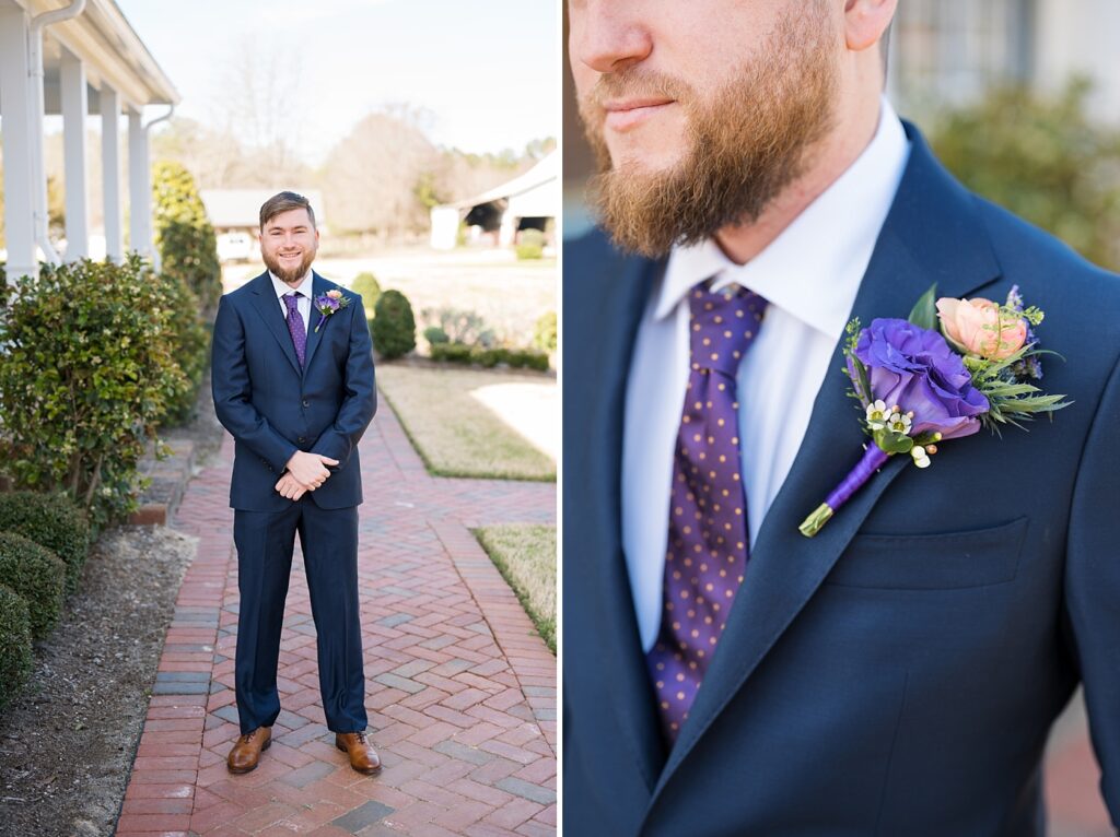 Groom's outfit details | Tangled Inspired Spring Wedding at Walnut Hill | Raleigh NC Wedding Photographer