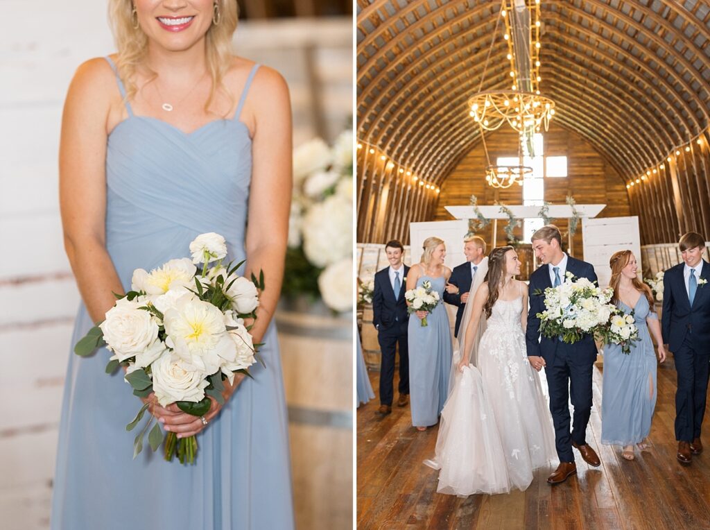 Bride and groom first walking in barn | Amazing Graze Barn Wedding | Amazing Graze Barn Wedding Photographer