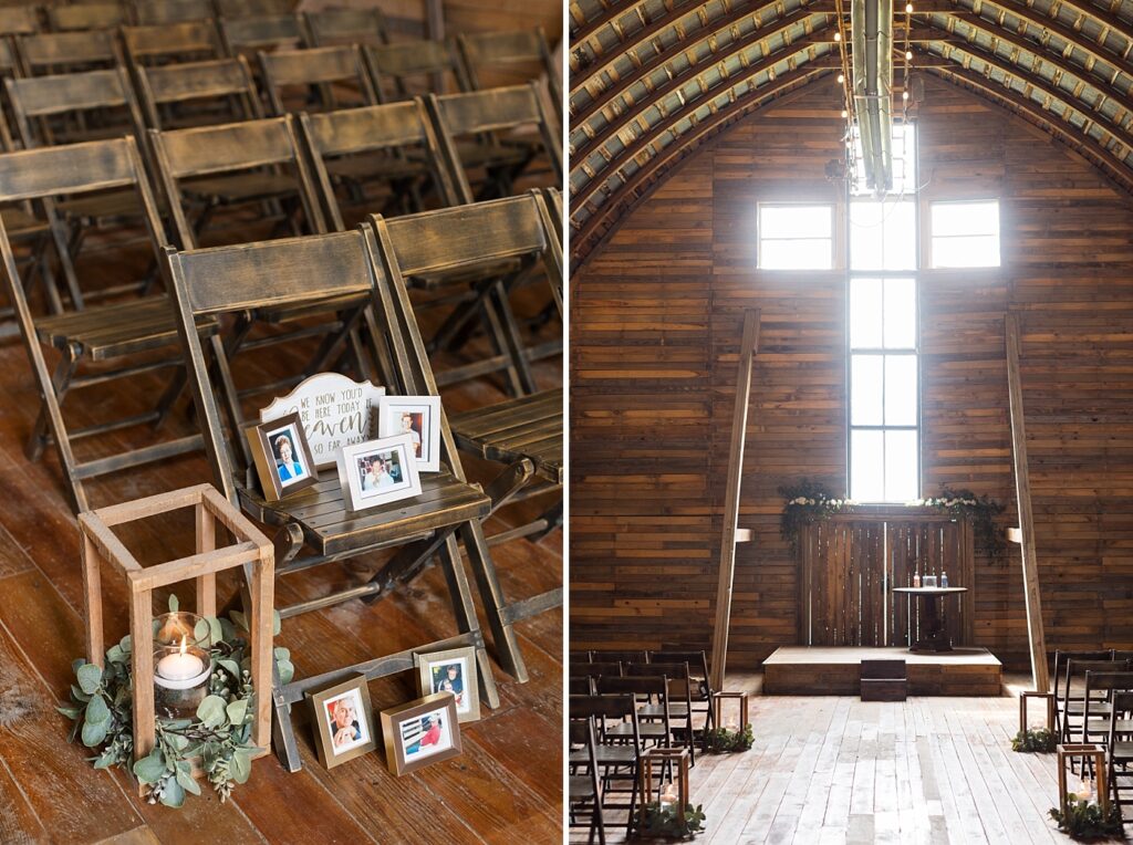 Ceremony display of loved ones in heaven | Amazing Graze Barn Wedding | Amazing Graze Barn Wedding Photographer