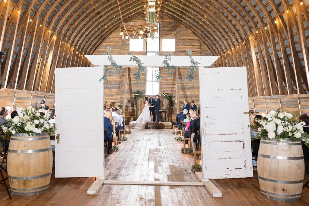 Wedding ceremony inside barn | Amazing Graze Barn Wedding | Amazing Graze Barn Wedding Photographer