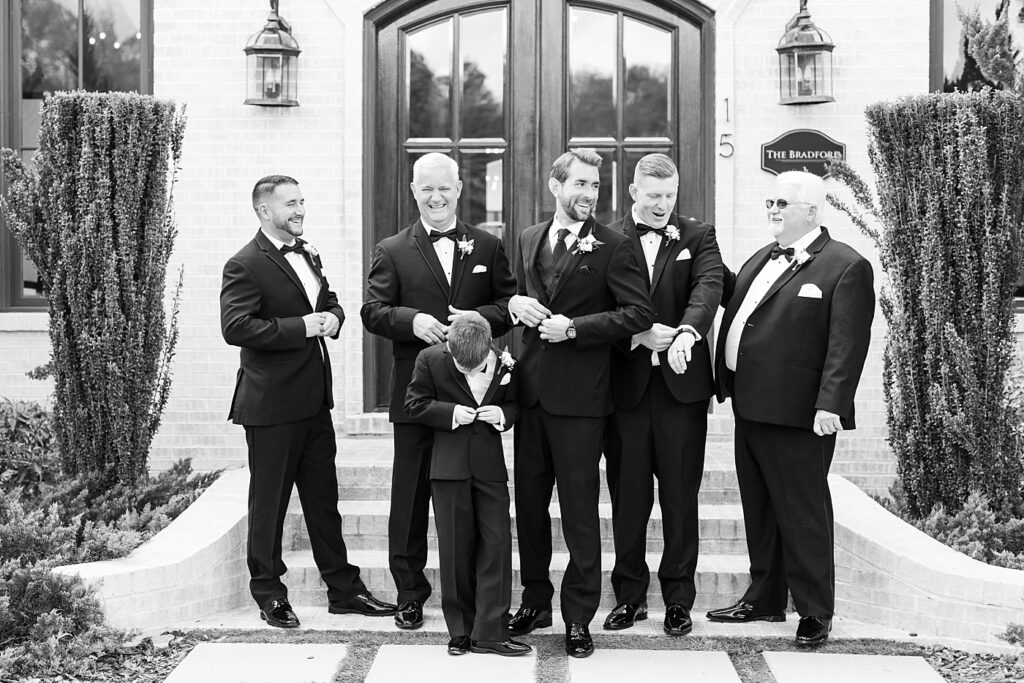 Groomsmen in front of venue | The Bradford Wedding | The Bradford Wedding Photographer 
