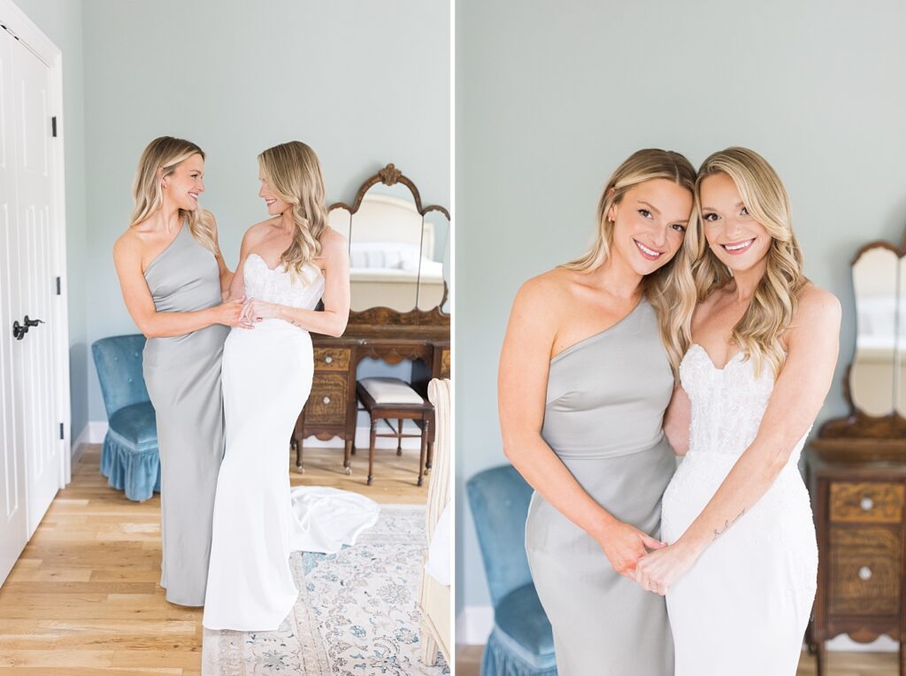 Bride and bride's sister holding hands | The Bradford Wedding | The Bradford Wedding Photographer 