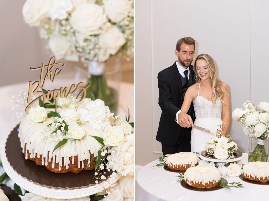 Bride and groom cutting wedding cake | The Bradford Wedding | The Bradford Wedding Photographer 