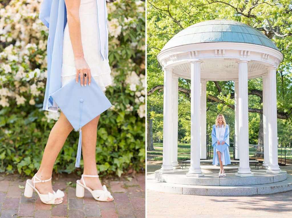 Graduation photos at the Old Well | Raleigh Senior Photographer | Chapel Hill Senior Photographer | Graduation shoes inspiration