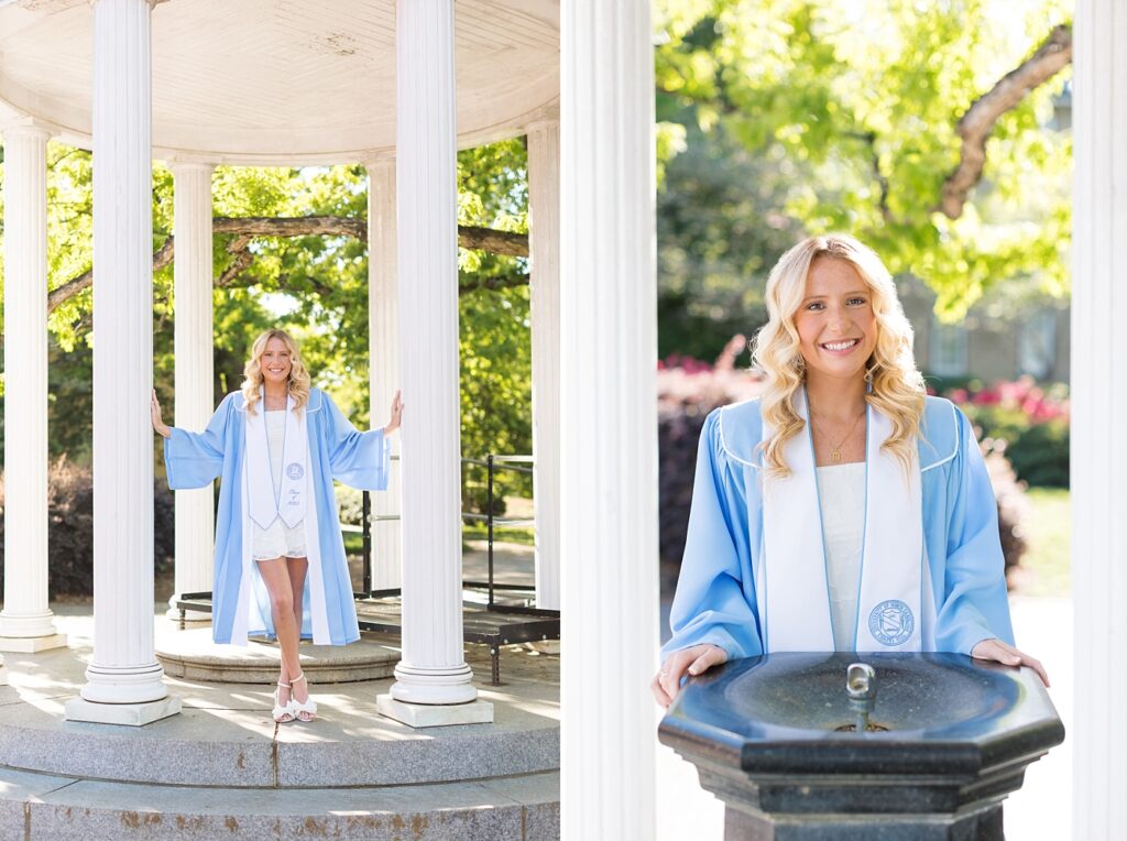 Graduation photos at the Old Well | Raleigh Senior Photographer | Chapel Hill Senior Photographer | Graduation gown details
