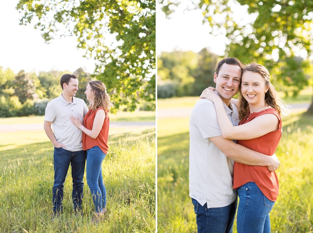 Spring engagement photos | engagement photos in tall grass | Raleigh NC Engagement Photographer | Raleigh NC Museum of Art Engagement Session