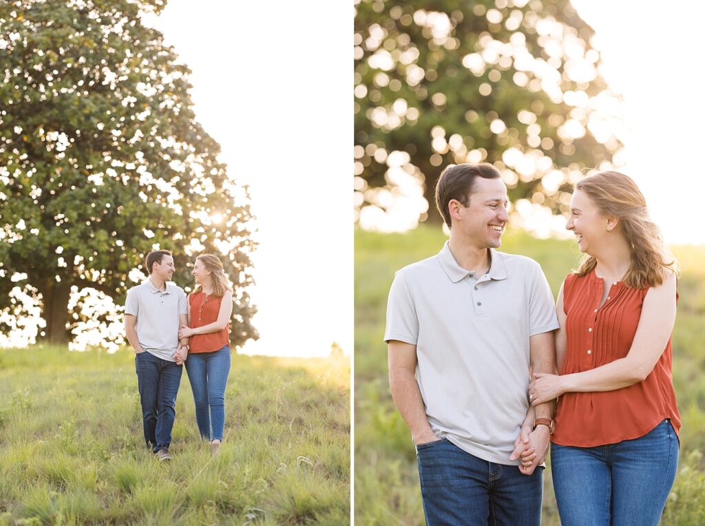 Spring engagement session in open field | Raleigh NC Engagement Photographer | Raleigh NC Museum of Art Engagement Session