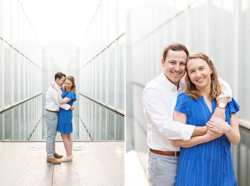 Engagement session in front of reflecting pool | Spring engagement photos | Raleigh NC Engagement Photographer | Raleigh NC Museum of Art Engagement Session