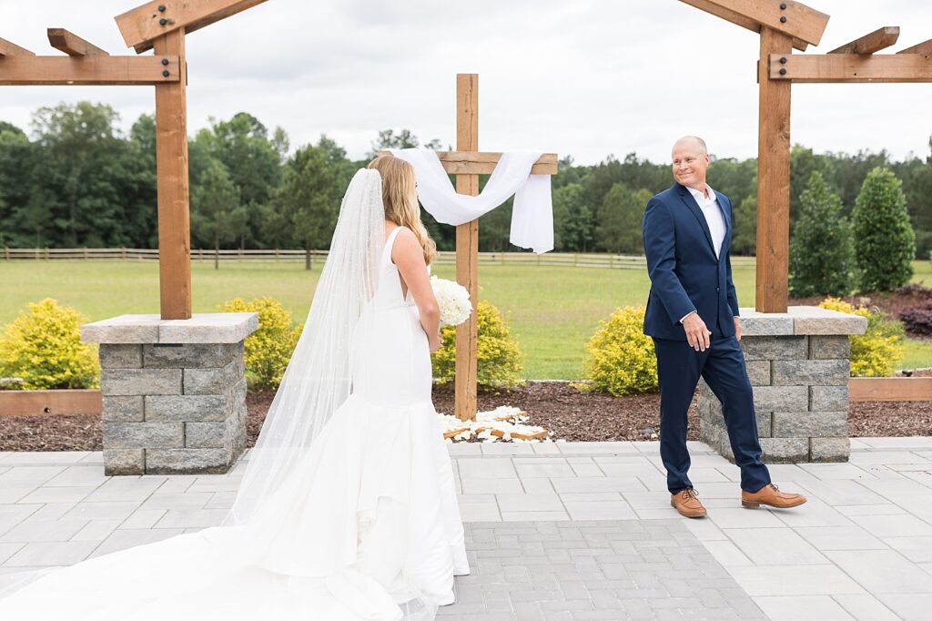 Bride and father of the bride's first look | The Evermore Wedding | The Evermore Wedding Photographer | Raleigh NC Wedding Photographer